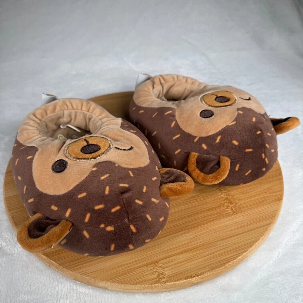 Squishmallows Brown Hedgehog Plush Slippers Kids 2-3‎ Cozy Cute Character
